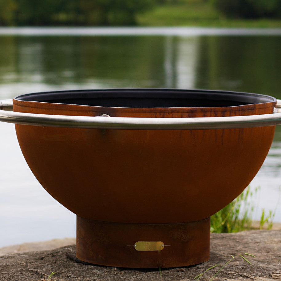 Breathtaking artist designed fire pit bowl for outdoor gatherings around the wood burning fires