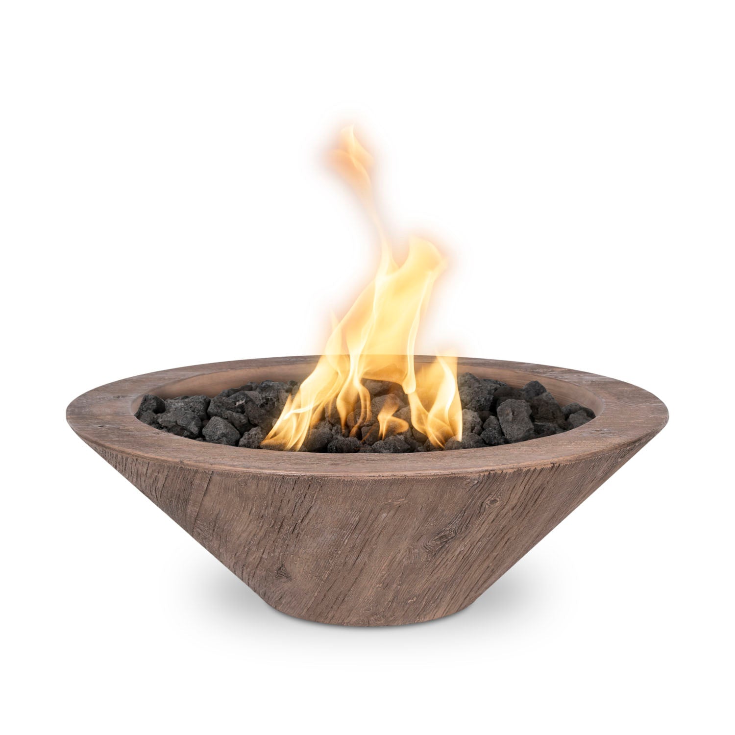 Cazo Fire Bowl GFRC Wood Grain 24" Elegant Contemporary Fire Bowl