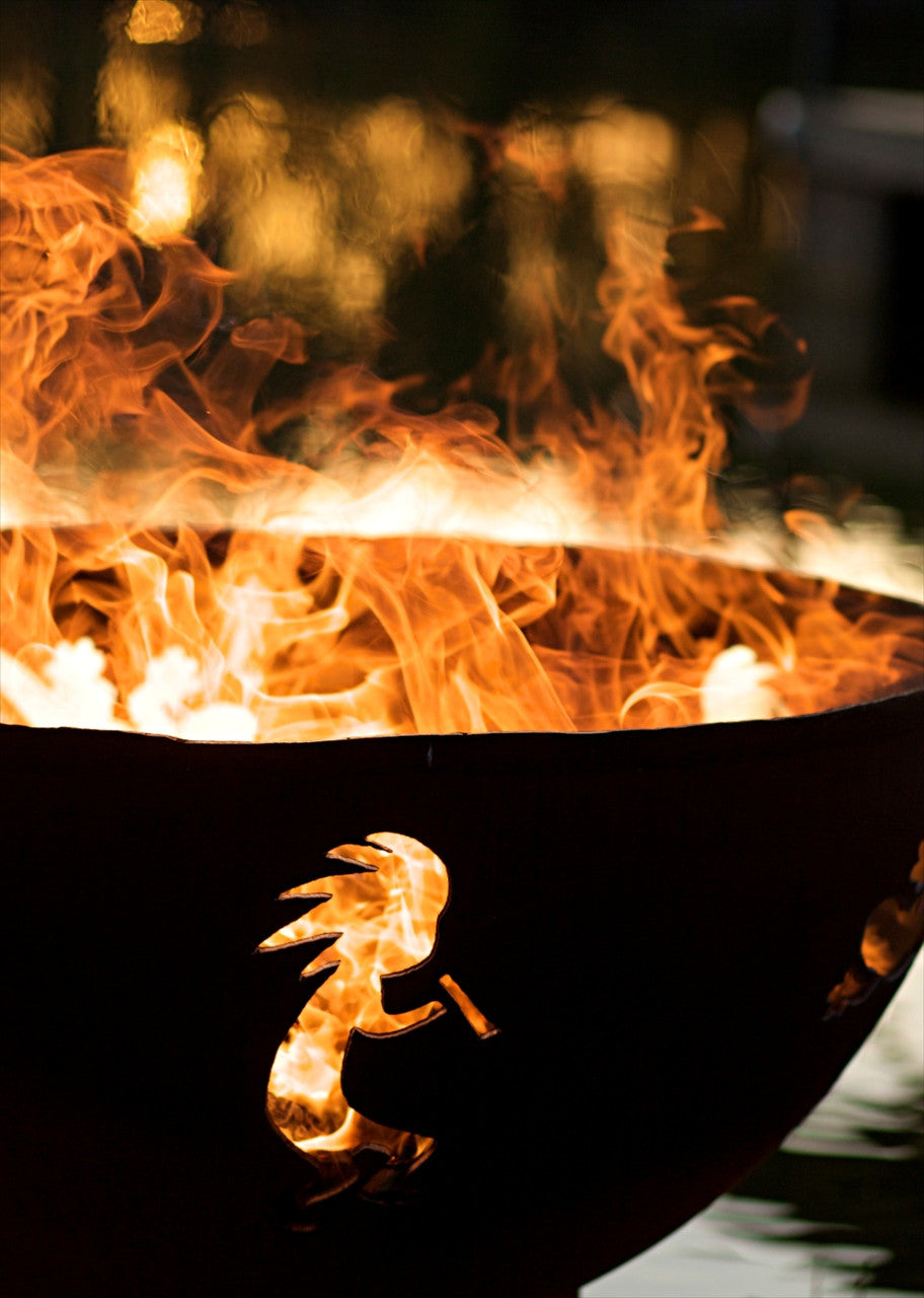 Breathtaking artist designed fire pit bowl scupture for outdoor gatherings around the wood burning fires