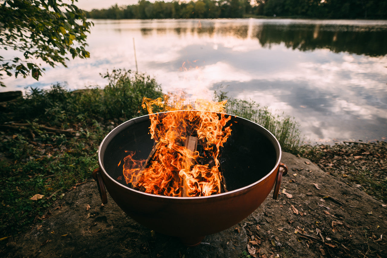 Fire Pit Art Fire Pit bowl with flames burning outdoors