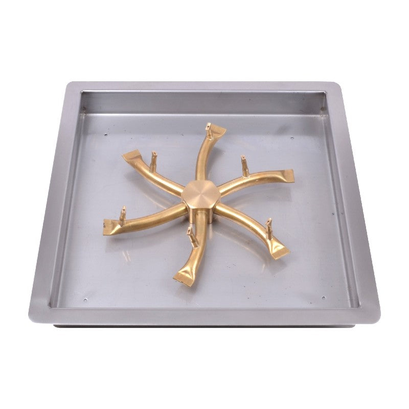18"x18" Square Drop-in Pan and 12" Brass Triple 'S' Bullet Burner