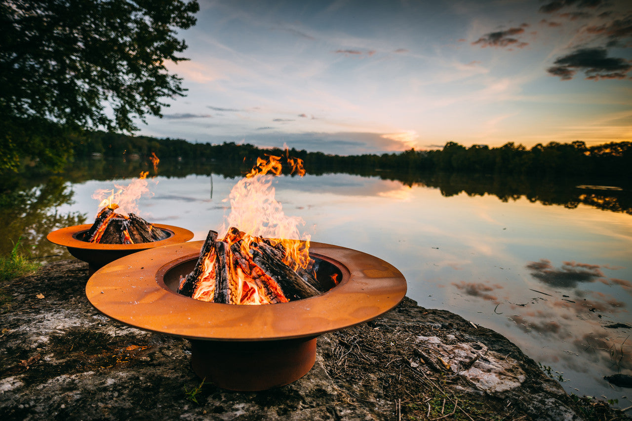 Breathtaking artist designed fire pit bowl for outdoor gatherings around the wood burning fires