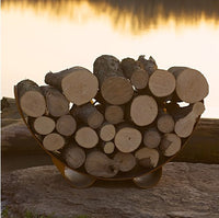 Metal sculpture to hold logs for wood burning fire pits
