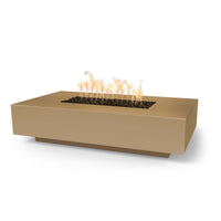 Modern linear fire pit with wide ledge for luxury backyard entertaining