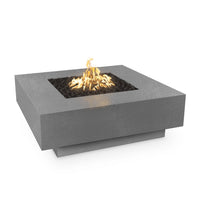 Modern square fire pit with wide ledge for luxury backyard entertaining