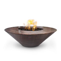 Luxurious modern round fire pit with wide ledge for luxury backyard entertaining