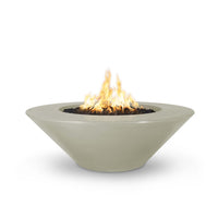 Modern round fire pit with wide ledge for luxury backyard entertaining
