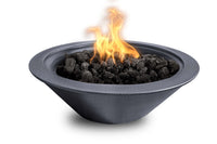 Luxurious round fire pit bowl for  an enchanting gathering of friends in high end outdoor backyard
