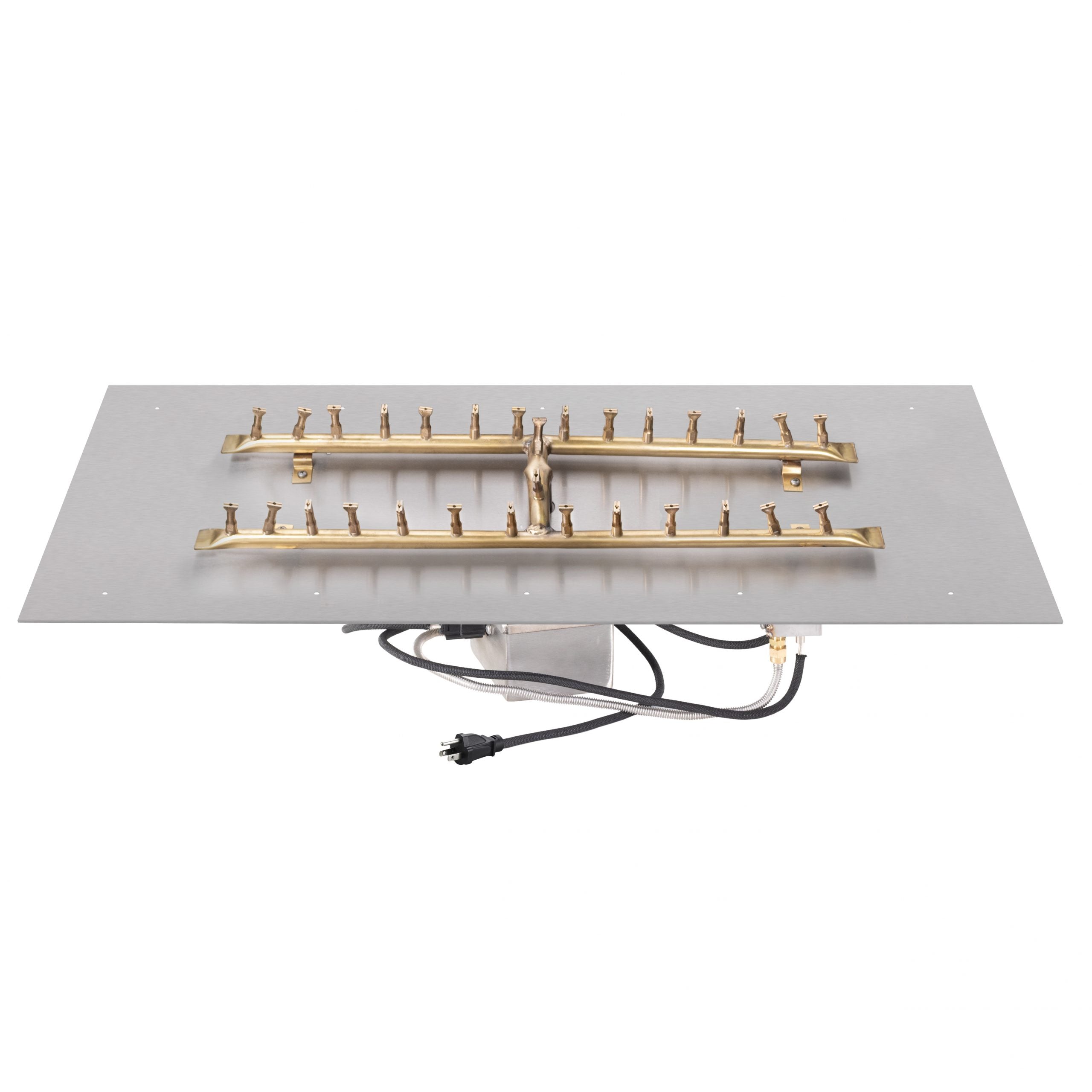 12"x48" Rectangular Flat Pan and 6"x42" Brass Bullet 'H' Burner  with Flame Sense