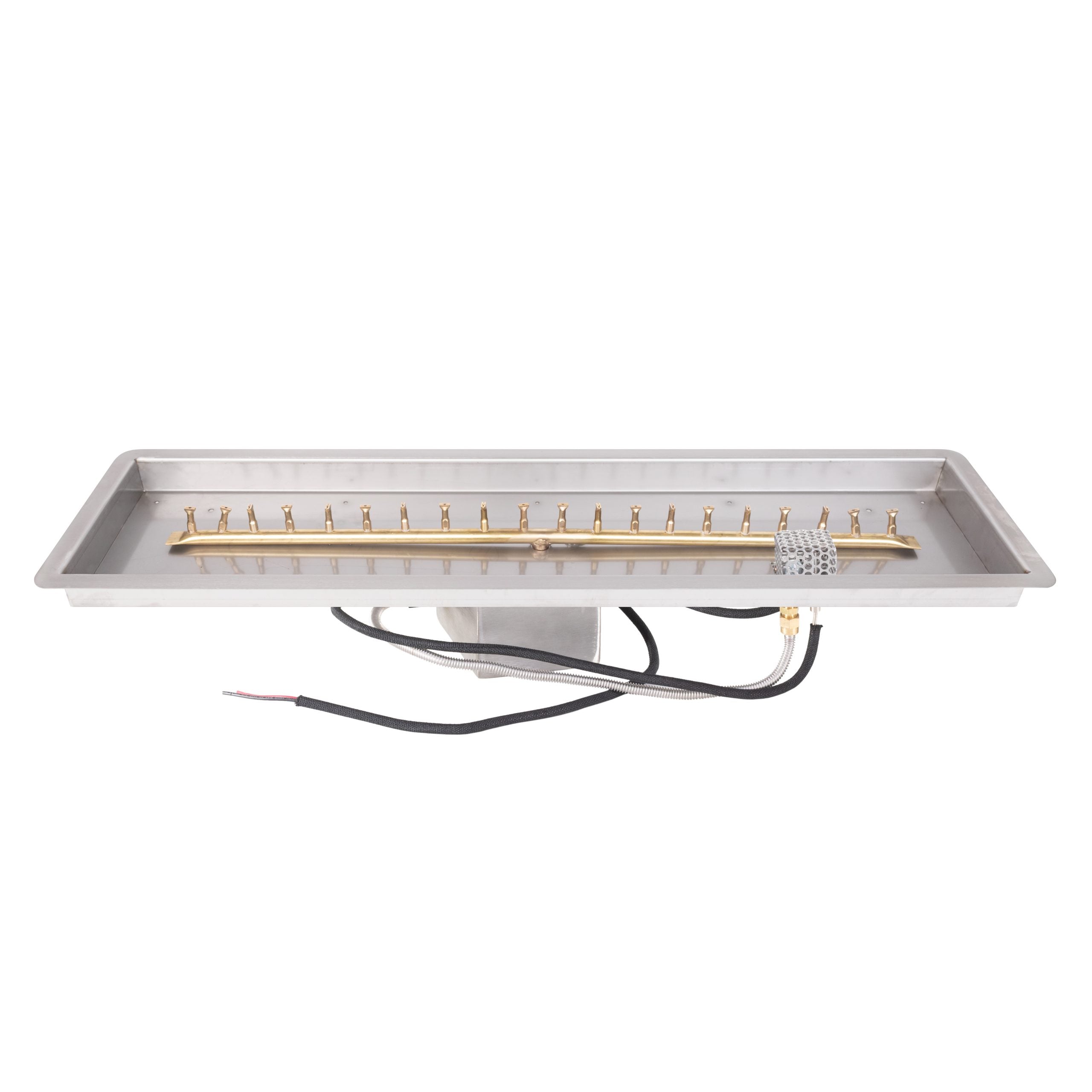 8"x60" Rectangular Drop-in Pan and 48" Brass Linear Bullet Burner