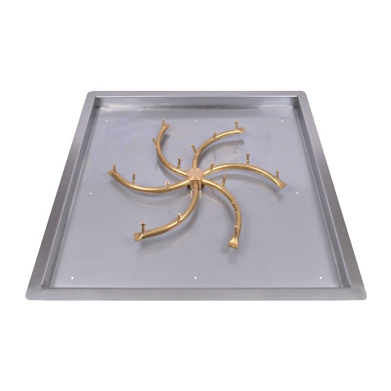 24"x24" Square Drop-in Pan and 18" Brass Triple 'S' Bullet Burner