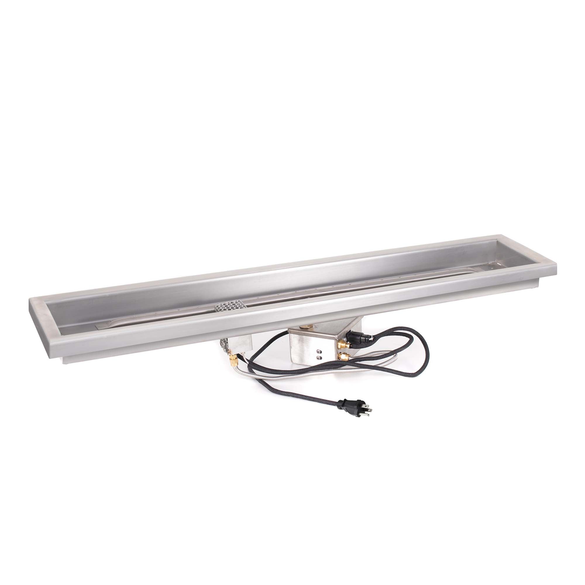84" x 8" Rectangular Rasied Lip Drop-in Pan & 72" Stainless Steel Linear Burner