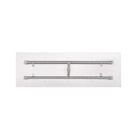 Stainless steel fire pit burner and pan on a white background