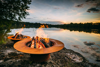 Breathtaking artist designed fire pit bowl for outdoor gatherings around the wood burning fires