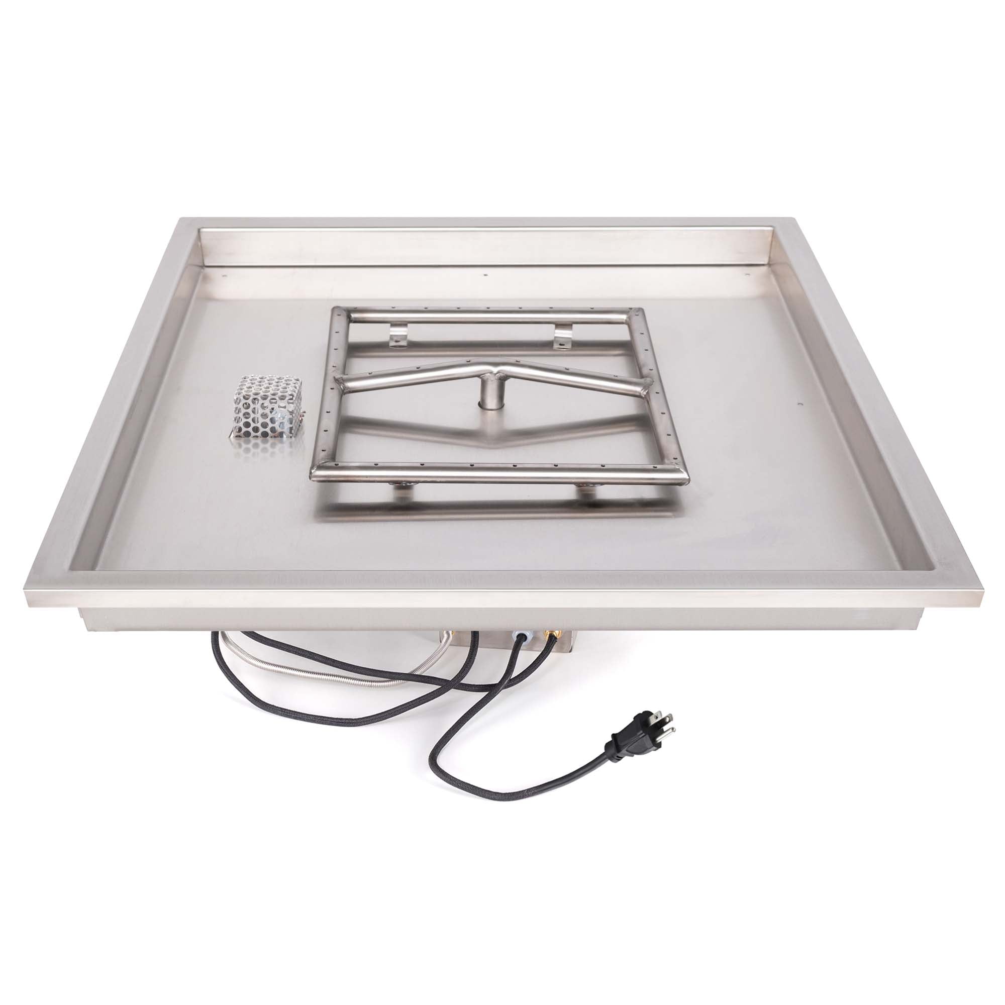 36" Square Raised Lip Drop-in Pan & 30" Stainless Steel Square Burner