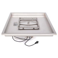 24" Square Raised Lip Drop-in Pan & 18" Stainless Steel Square Burner