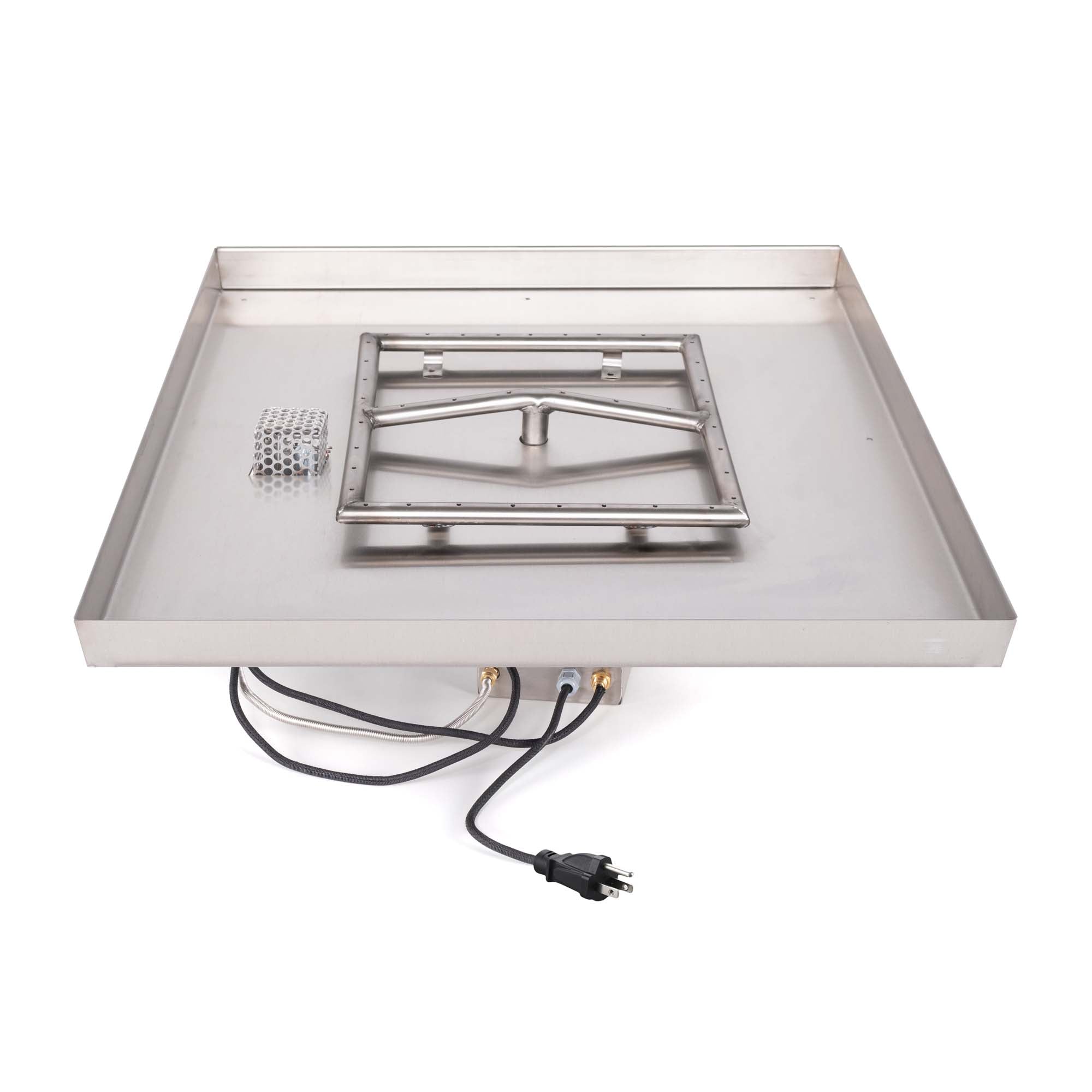 48" Square Lipless Drop-in Pan & 36" Square Stainless Steel Burner